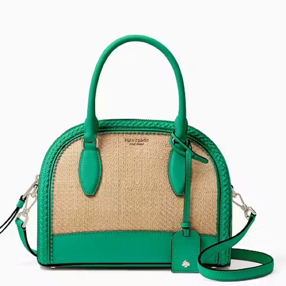 kate spade Handbags - kate spade Reiley Green Straw Medium Dome Satchel Crossbody Bag